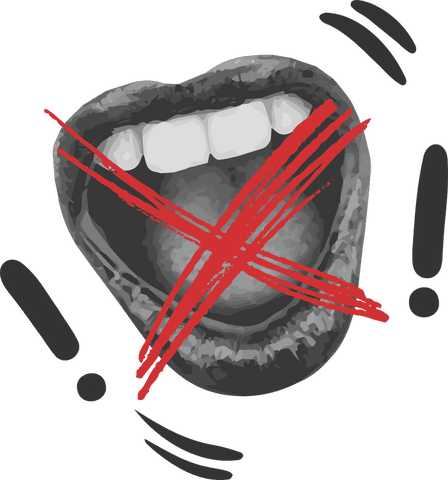 bold artistic mouth with red x on transparent background - Download Free Stock Videos Pikwizard.com