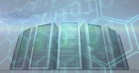 futuristic digital interface with data servers and hexagonal graphics - Download Free Stock Images Pikwizard.com