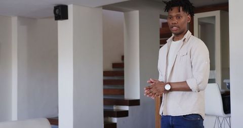 Casual Conversation in Modern Living Room Setting