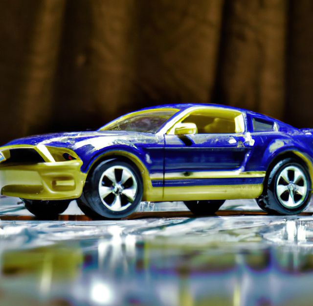 Toy Blue Sports Car on Reflective Surface with Dark Background - Download Free Stock Images Pikwizard.com