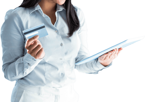 Businesswoman confidently holding credit card and laptop transparent cutout - Download Free Stock Videos Pikwizard.com