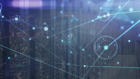 Futuristic Network Connections Over Server Room