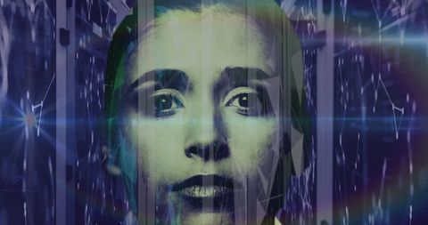 Futuristic Double Exposure of Woman and Data Server Room - Download Free Stock Images Pikwizard.com