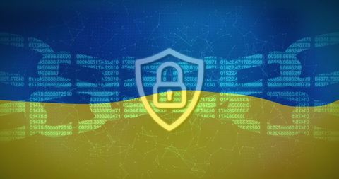 Cybersecurity and Blockchain Over Ukrainian Flag - Download Free Stock Images Pikwizard.com