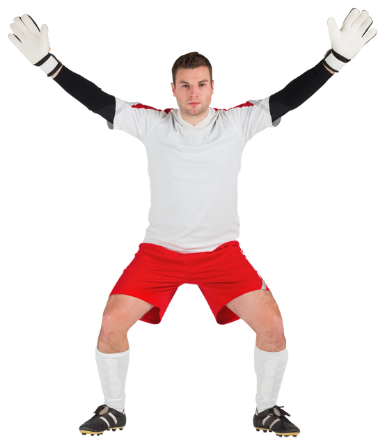 Transparent Image of Goalkeeper Wearing Red And White Uniform Making Save - Download Free Stock Videos Pikwizard.com