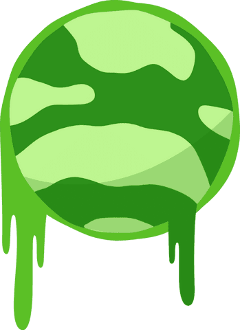 Abstract green circle dripping with bands on transparent canvas