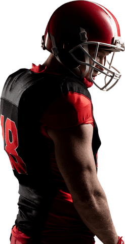 Transparent young athlete in football gear reflecting