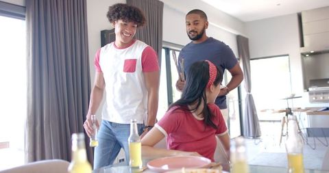Diverse Group of Friends Enjoying Lunch at Home