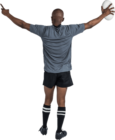 Transparent View: Athlete Holding Rugby Ball in Triumph - Download Free Stock Videos Pikwizard.com