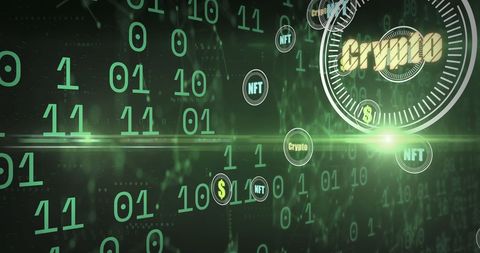 Dynamic Cryptocurrency Symbols and Binary Code Background - Download Free Stock Images Pikwizard.com