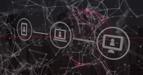 Abstract Networking Web with Digital Profile Icons