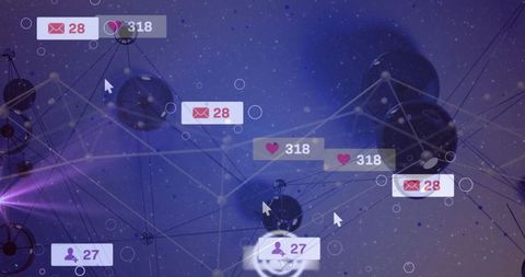 Digital Connection Network with Technology Icons and Data Notifications