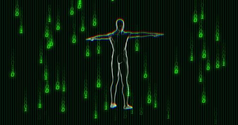 Digital Human Silhouette Spinning in Binary Code Interface - Download Free Stock Images Pikwizard.com