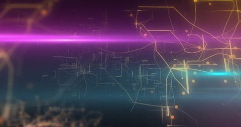 Futuristic Network with Glowing Beams in a Digital Space