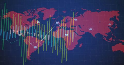 Global Financial Data Projection on World Map - Download Free Stock Images Pikwizard.com