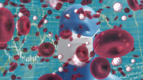 Animated Pandemic Data with Face Mask and Blood Cells