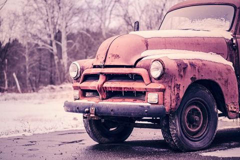 Rustic Vintage Truck in Winter Landscape