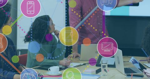 Business team engaging with modern network and technology concepts