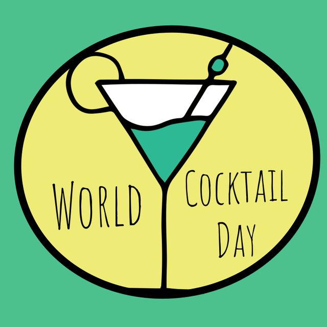 Celebrating World Cocktail Day with Stylized Martini Glass Illustration - Download Free Stock Templates Pikwizard.com