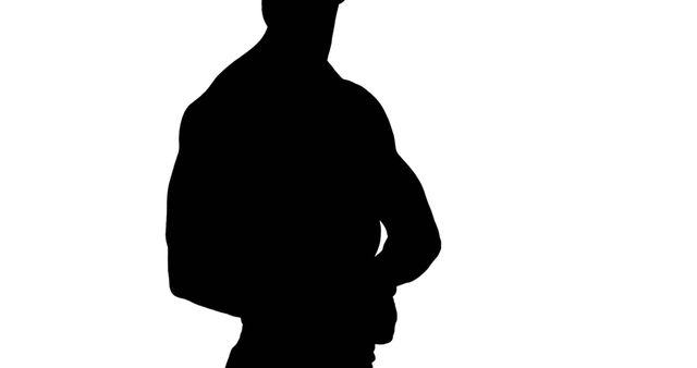 Silhouette of a Muscular Man in Hat - Download Free Stock Images Pikwizard.com