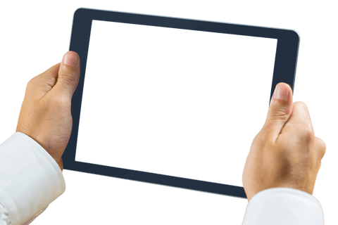 Close-up Overlay of Businessman Hands Holding Transparent Tablet - Download Free Stock Videos Pikwizard.com