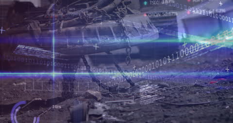 Digital Illustration of Data Processing Overlaying Urban Scene