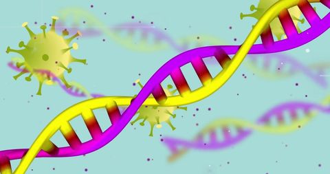 DNA Strands and Virus Cells Symbolizing Genomic Research
