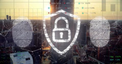 Concept of Data Security Over Urban Cityscape - Download Free Stock Images Pikwizard.com