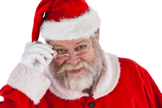 Transparent Portrait of Jolly Santa Claus Holding Spectacles - Download Free Stock Videos Pikwizard.com