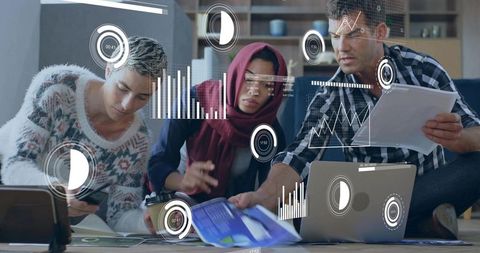 Diverse Team Collaborating on Technology-Driven Strategy