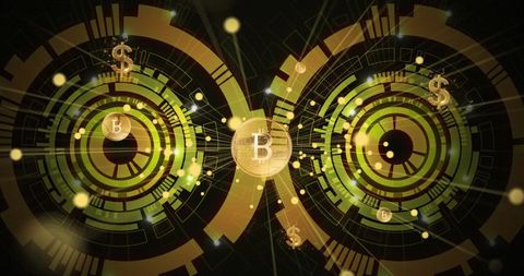 Futuristic Golden Bitcoin and Technology Interface - Download Free Stock Images Pikwizard.com