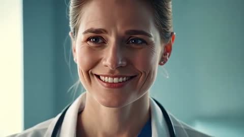 Smiling female doctor leaning forward and responding with empathetic listening in clinic