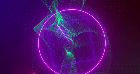 Futuristic Digital Geometry with Neon Lights