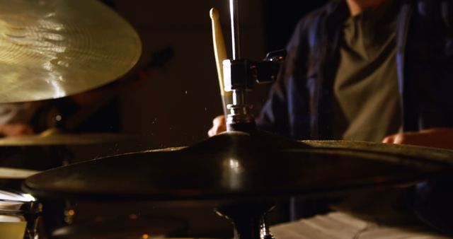Drummer playing drum in recording studio - Download Free Stock Photos Pikwizard.com
