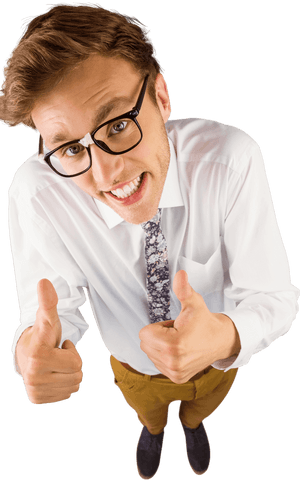 cheerful geeky businessman giving enthusiastic thumbs up transparent background - Download Free Stock Videos Pikwizard.com