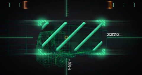 Futuristic truck wireframe in modern hud interface
