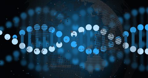 Spinning DNA Strands on Globe with Data Overlay - Download Free Stock Images Pikwizard.com