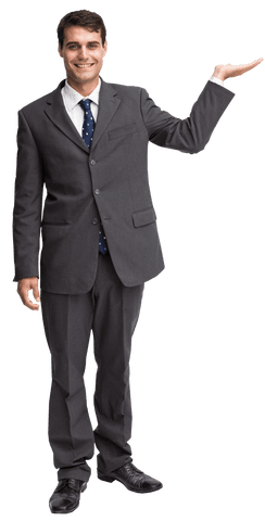 Businessman Presenting on Transparent Background