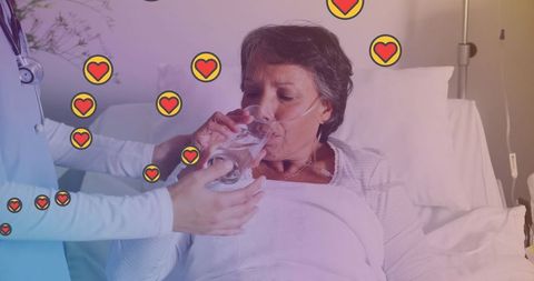 Nurse Assisting Elderly Patient in Hospital Bed with Care