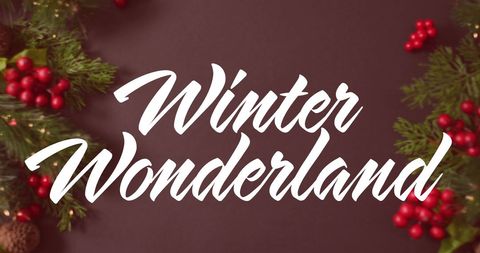 Festive Winter Wonderland Text with Holiday Decorations