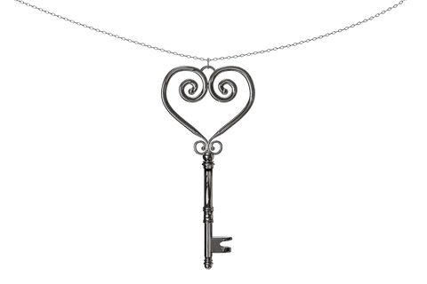 Silver Ornate Key Pendant on Chain with Transparent Background - Download Free Stock Videos Pikwizard.com