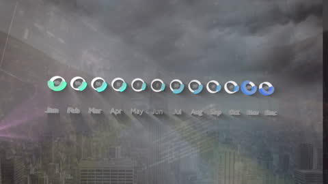 Abstract Data Processing Visual with Cityscape Background