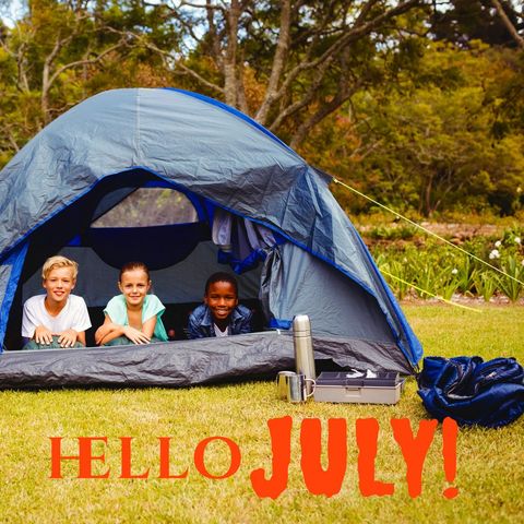 cheerful children camping together in july tent adventure - Download Free Stock Templates Pikwizard.com