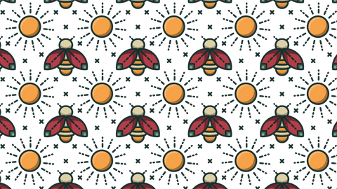 seamless transparent pattern with sun and honey bee design - Download Free Stock Videos Pikwizard.com