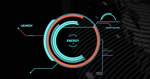 Futuristic Digital Interface Analyzing Energy Data Flow
