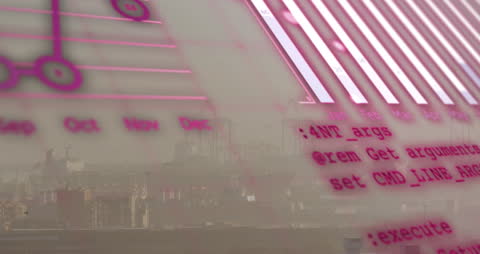 Digital Clock Overlay on Financial Board and Factory Background