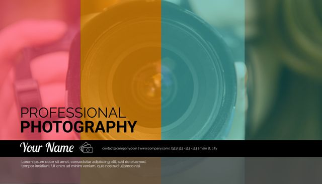 Professional Photography Services Promotion Template with Camera Lens - Download Free Stock Templates Pikwizard.com