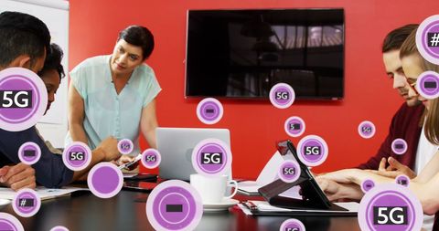Innovative 5G Technology Concept Meeting in Modern Office - Download Free Stock Images Pikwizard.com
