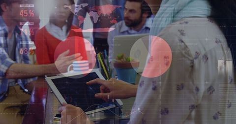 Business Team Analyzing Digital Financial Data Technology