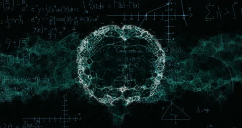 Human Brain and Globe with Complex Mathematical Equations